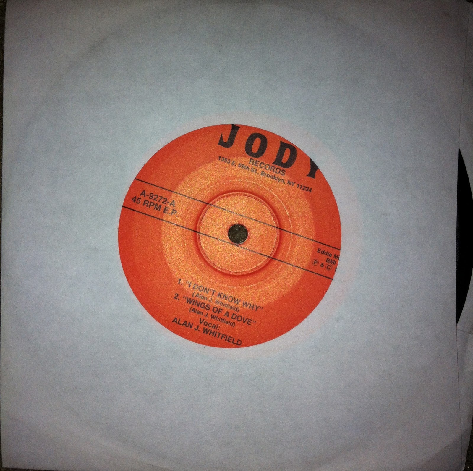 Alan J Whitfield - I Don't Know Why - Seven Inch Vinyl Record