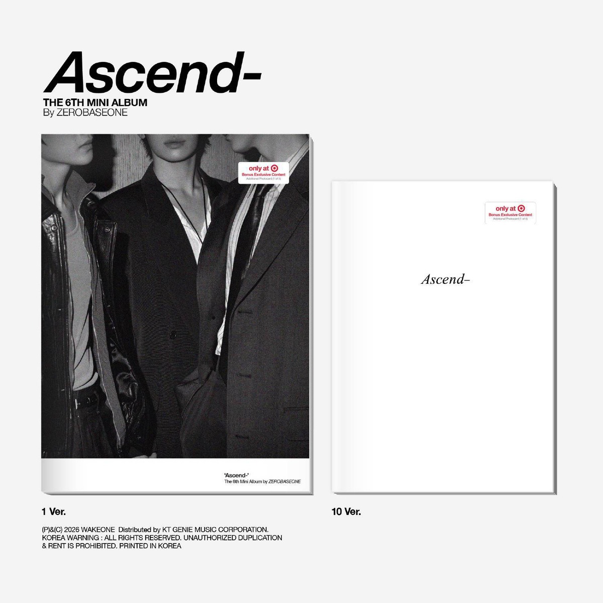 ZEROBASEONE - Ascend - 1 Version and 10 Version - Target Exclusive Compact Disc